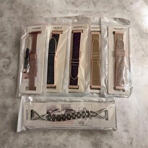 Secbolt Glitter Mesh Strap Watch Band Set - Rose Gold, Black, Purple, Gold